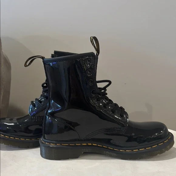 Dr. Martens Black Combat Boots with Patent Leather - Picture 2 of 6